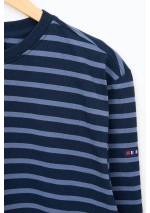 Batela Striped Long-Sleeve T-Shirt A2610 navy blue & vintage blue 4