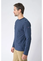 Batela Striped Long-Sleeve T-Shirt A2610 navy blue & vintage blue 6