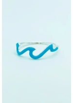 Silver Ring with Turquoise Waves cj2640