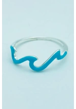 Silver Ring with Turquoise Waves cj2640 2