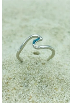 Silver Wave Ring with Turquoise Zirconia cj2740