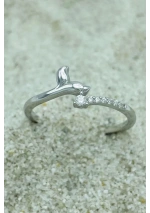 Mini Whale Tail Ring with Cubic Zirconia cj3167