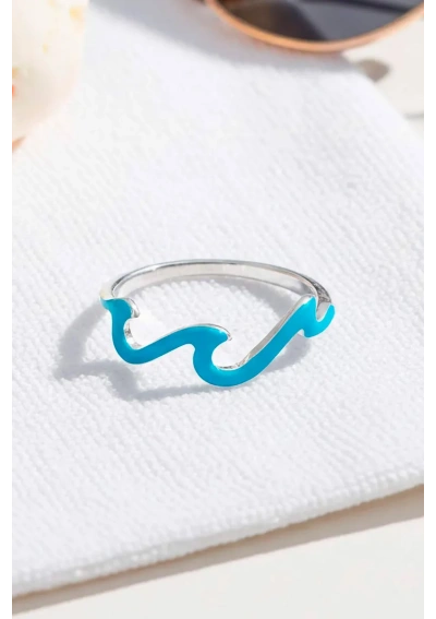 Silver Ring with Turquoise Waves cj2640 4
