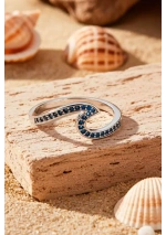 Anillo ola de plata 925 con circonitas azules 3
