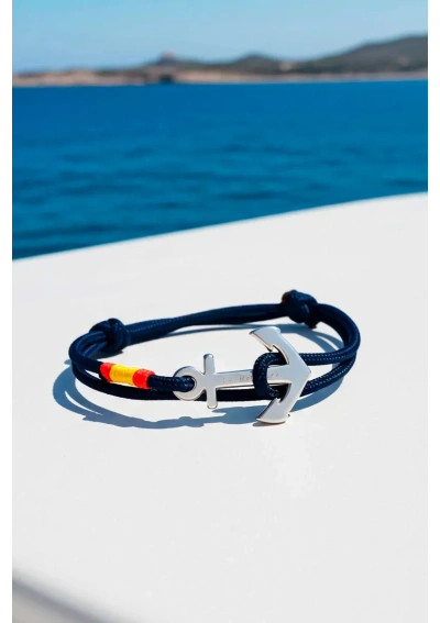 Navy blue bracelet with anchor & Spanish flag 3
