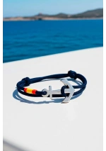 Pulsera ancla de acero con bandera de España azul marino 3