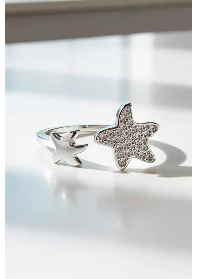 Anillo de plata con estrellas de mar y circonitas 2