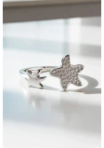 Sterling silver ring with starfish and zirconia 2