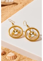 Hoop Earrings with white Crab 3