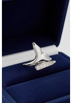 Silver Whale Tail Ring with Cubic Zirconia 2