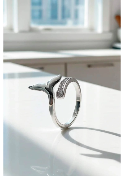Anillo Cola de Ballena de plata con Circonitas 3