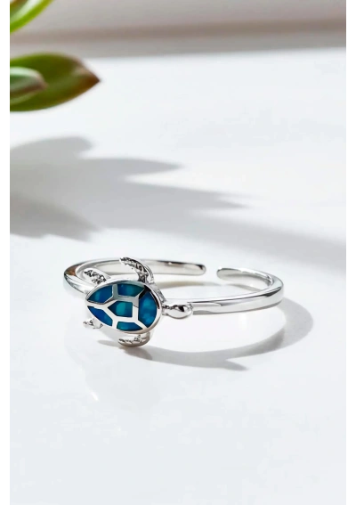 Blue Opal Turtle Ring with Silver 3