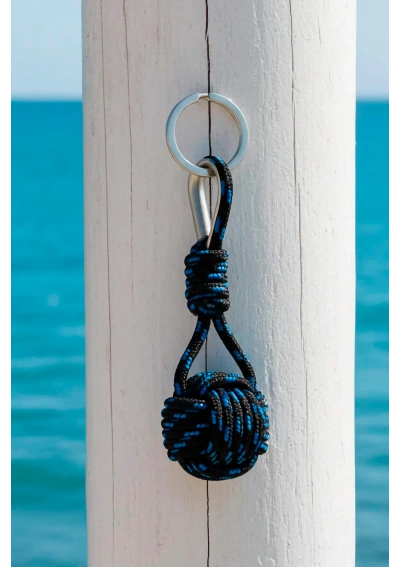 Black & blue monkey fist keychain