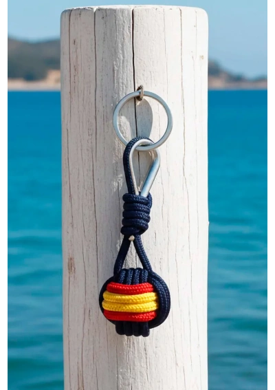 Llavero bola nudo bandera de España azul marino