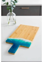 Bamboo cutting board with epoxy resin wave