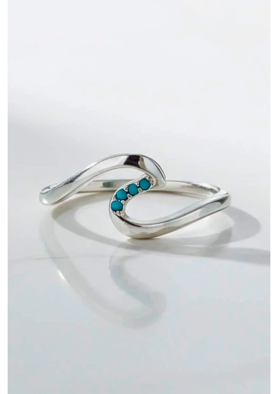 Anillo Ola de plata con Circonitas Turquesas CJ2740 3