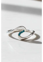 Anillo Ola de plata con Circonitas Turquesas CJ2740 4