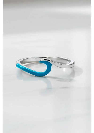 Anillo de plata de ley con ola pequeña turquesa cj2639 2