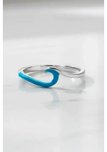 Small Turquoise Wave Silver Ring cj2639 2