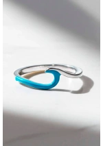 Small Turquoise Wave Silver Ring cj2639 3