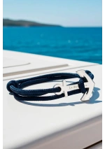 Steel anchor bracelet with navy blue rope 3