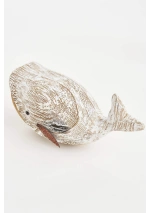 Rustic wooden whale with metal fins by Batela medium D7723 4