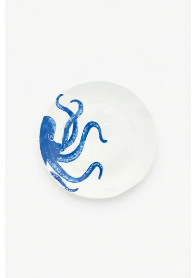 Plato de cerámica con pulpo azul de Batela D7903