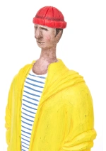 Yellow Raincoat Fisherman Figure of Batela D8497 6
