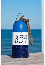 Blue B54 Wood Buoy by Batela D2906 on the sea