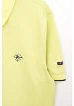 Polo Batela Rosa de los Vientos A1845 sunny lime amarillo detalle