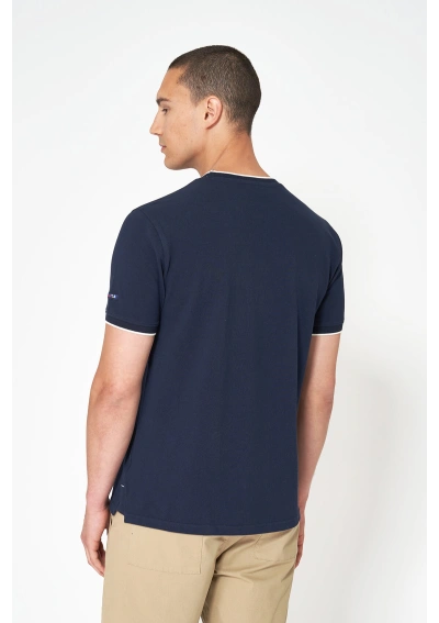 Batela Compass Rose Piqué T-Shirt A1846 navy blue 2