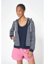 Batela Women's Striped Zip-Up Hoodie A2002 navy blue & ecru 2