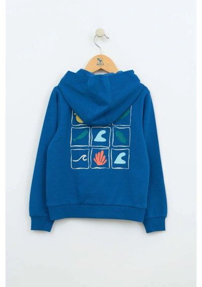 Batela Kids' Wave Surf-Style Hoodie N1964 blue back