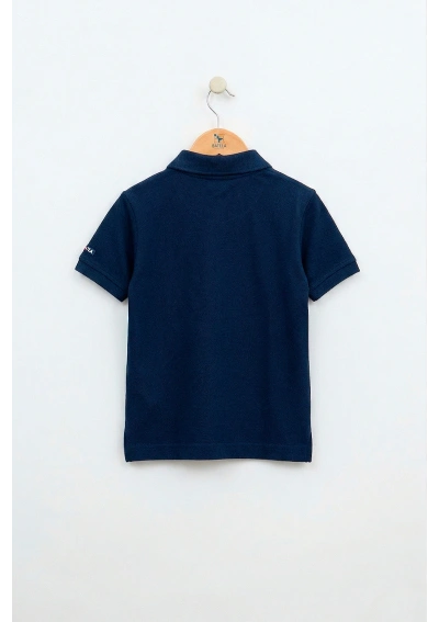 Batela Kids' Nautical Piqué Polo Shirt N1947 navy blue 2