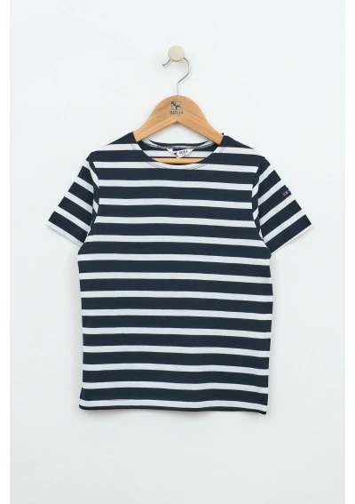 Batela Kids' Classic Striped Nautical T-Shirt N2208 navy blue & white