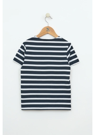 Batela Kids' Classic Striped Nautical T-Shirt N2208 navy blue & white 2