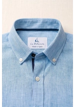 Camisa Celeste La Botavara de Poliéster Aniónico detalle
