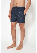 Batela Men's Navy Blue Whale Print Swim Shorts A2322 WES 4