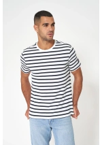 White & navy blue Batela sailor striped t-shirt A2371 4