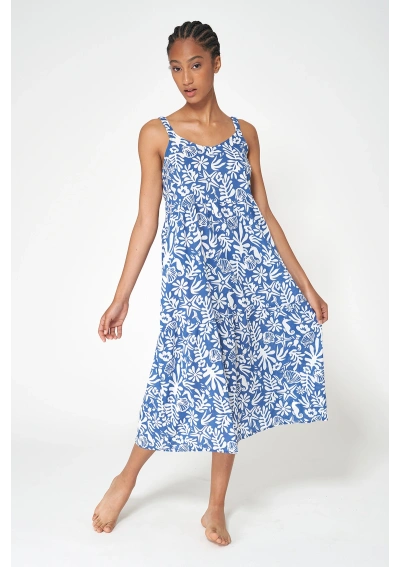 Batela Seaweed Print Midi Strappy Dress A1866 WHH