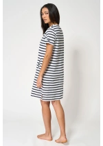 Batela Women's Classic Striped Dress A1966 white & navy blue 3