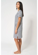 Batela Women's Classic Striped Dress A1966 white & navy blue 5