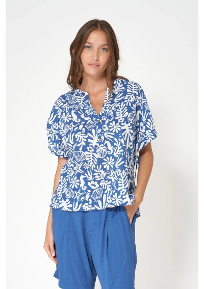 Blusa Batela de Viscosa con Estampado de Algas A1894