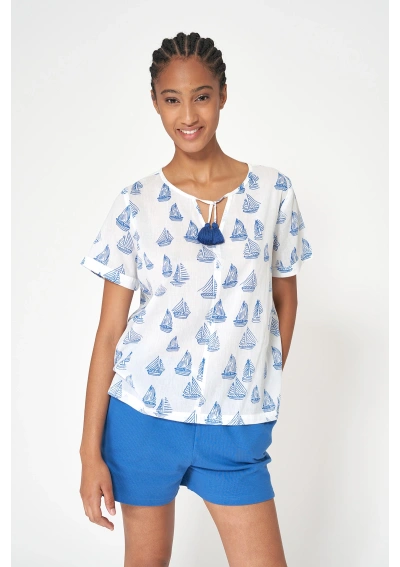 Blusa fina Batela con Barcos A1923