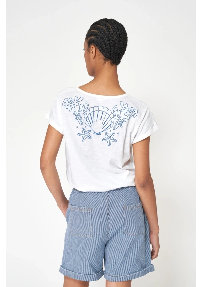 Batela Women's Embroidered Nautical T-Shirt A2621 white
