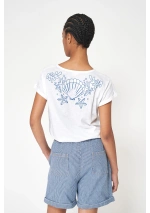 Camiseta Batela con Bordados Marineros A2621 blanca