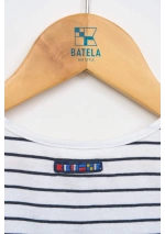 Vestido de niña Batela sin mangas con rayas y ancla N1905 blanco y azul marino 5