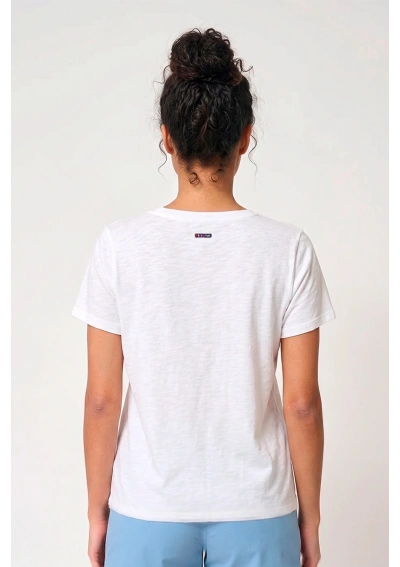 Batela Women's Slub Cotton V-Neck T-Shirt A1958 white 2