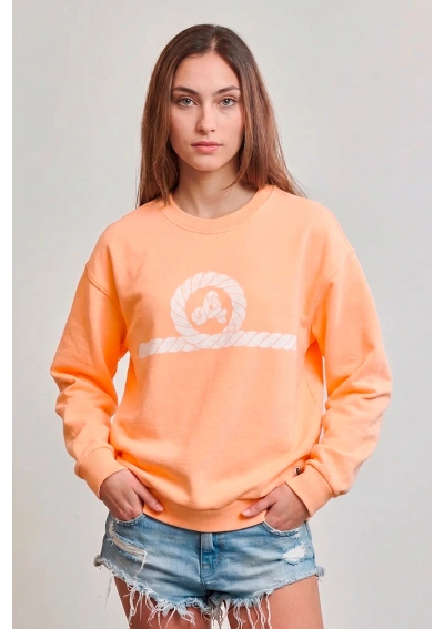 Amarras Bolonia orange sweatshirt for women with white knot print