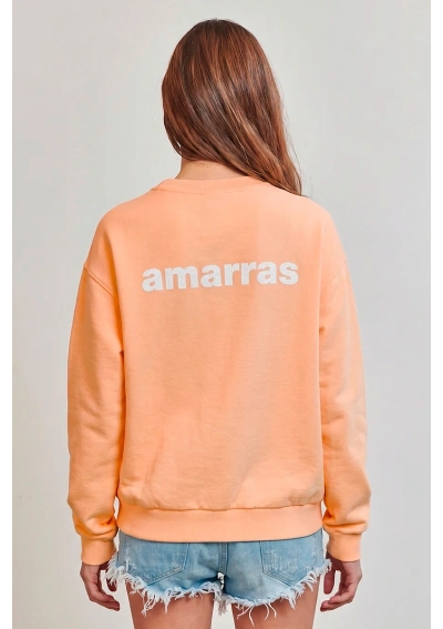 Amarras Bolonia orange sweatshirt for women with white knot print 2
